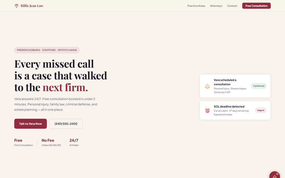 Billie Jean Law homepage